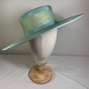 Perfect for Derby: Vintage Chanel Light-Blue Straw Hat (22.75")